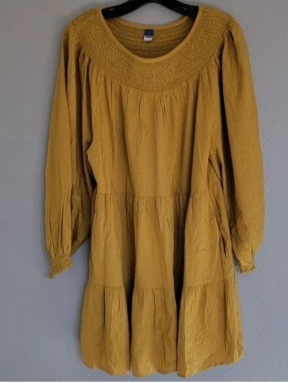 Like New Old Navy Mustard Smocked Yoke Dress